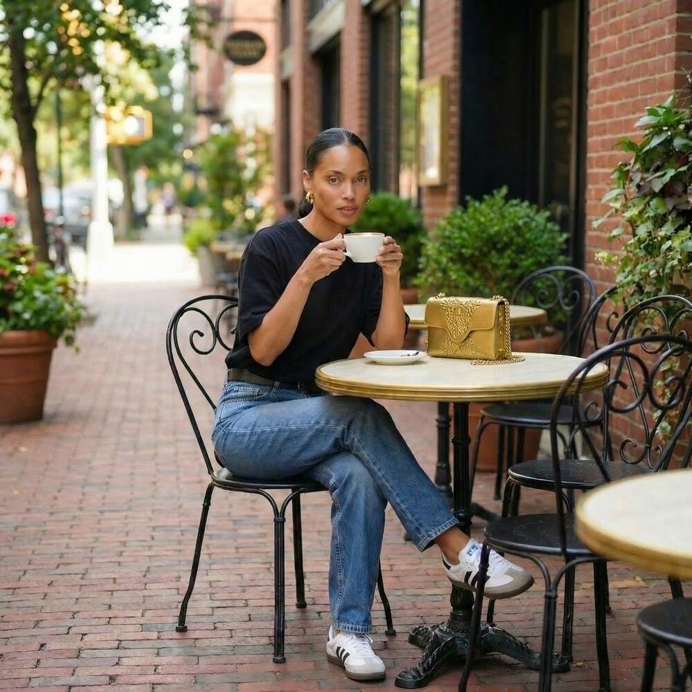 NWT MeDusa Tel Aviv Handmade Vegan Gold Studded Mini Shoulder Bag | Israel